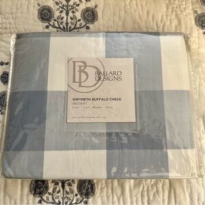 Ballard Designs Cornflower Buffalo Check Queen size BedSkirt